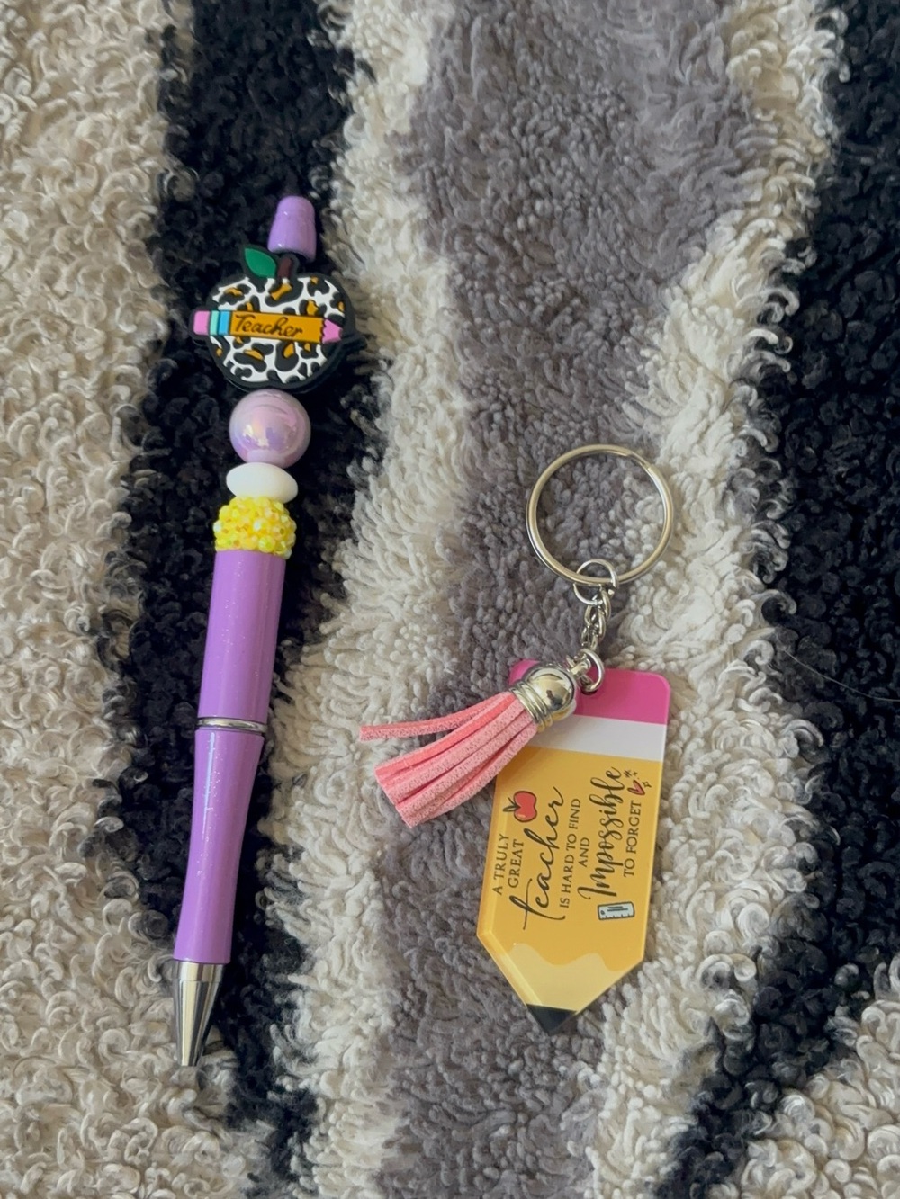 Teacher Gift Beaded Pen with Keychain